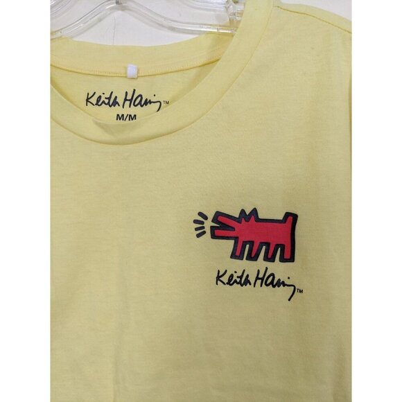 Keith Haring T Shirt Mens Medium Butter Yellow Tee Short Sleeve Crewneck Logo - Picture 3 of 6